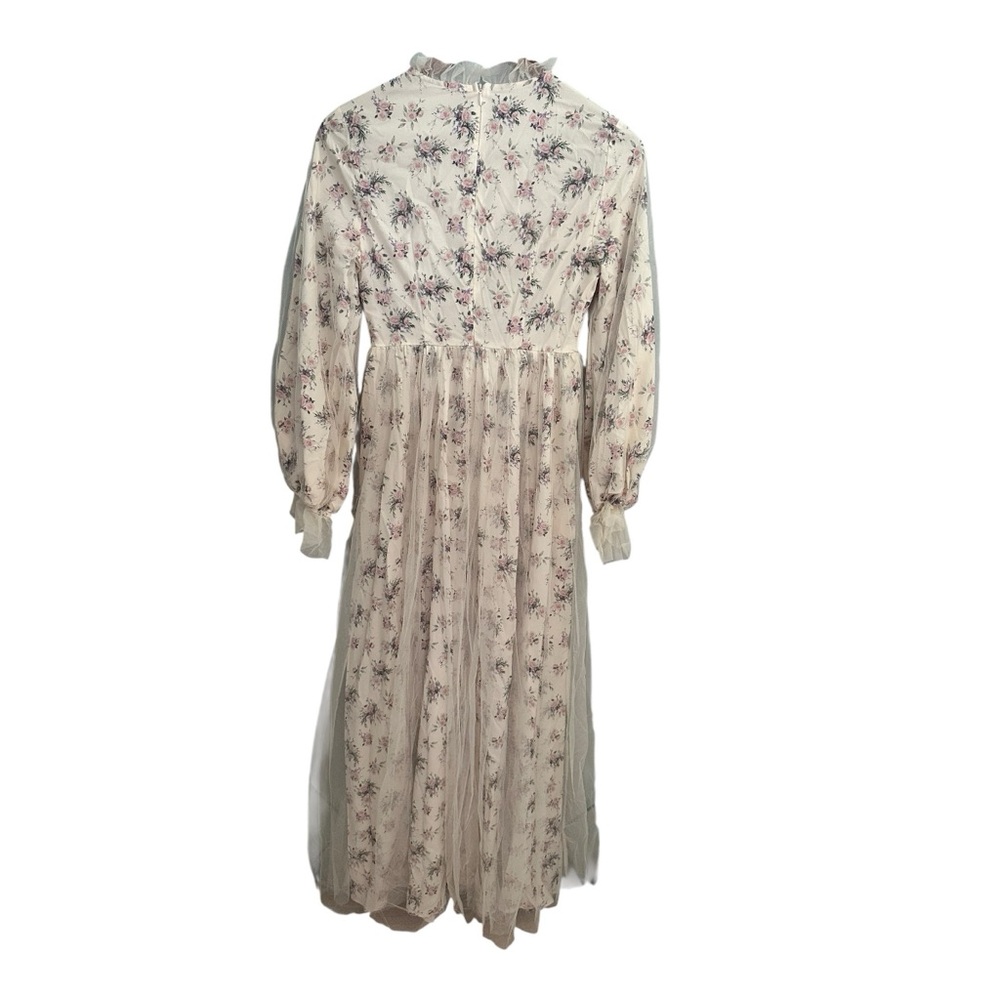 Cottagecore Floral Elegant White Maxi Dress XS - Picture 3 of 7